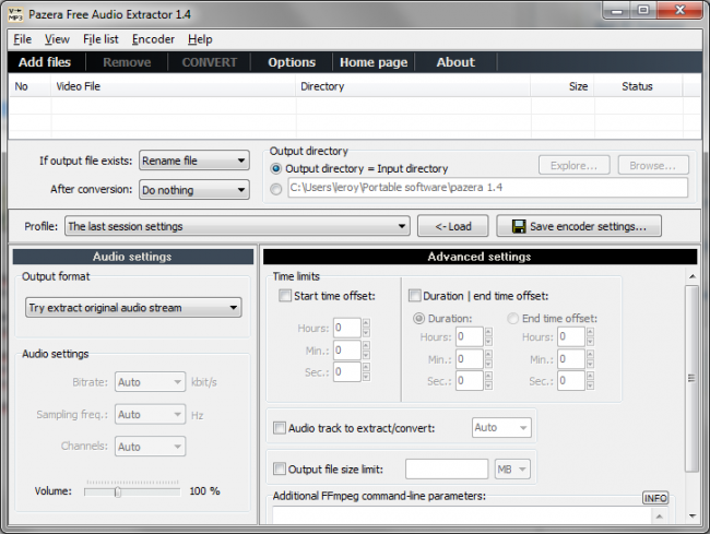 Pazera free audio extractor.png
